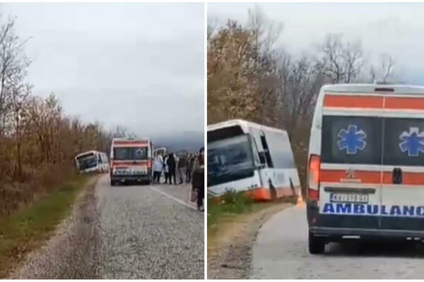 PRVI SNIMAK SA MESTA NESREĆE NA PUTU KRAGUJEVAC - RAČA: Autobus proklizao, RADNICI POVREĐENI (VIDEO)