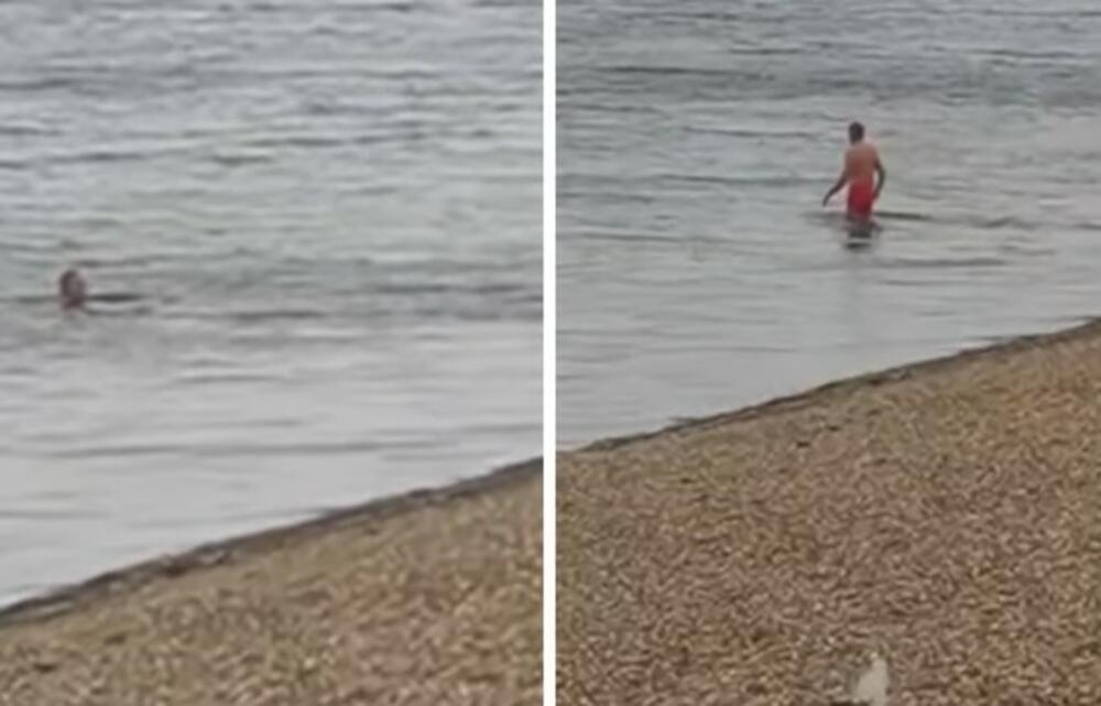 Muškarac se kupa na Adi