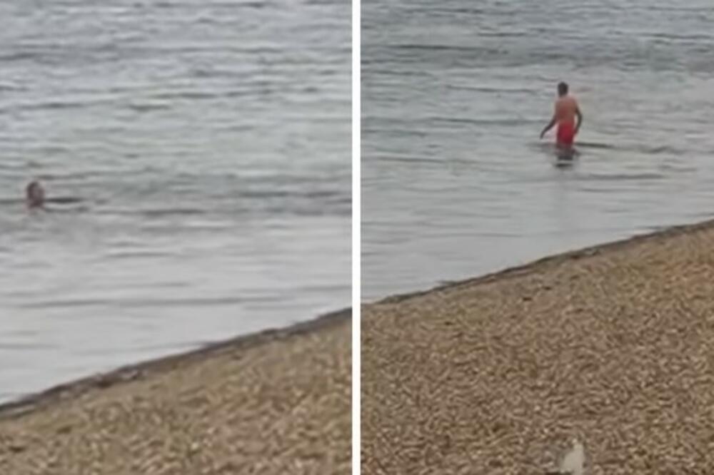 OVO MORA DA JE NEKI RUS: Muškarac se BRČKAO na Adi, a pored NJEGA prolaze ljudi ZAKOPČANI do GRLA! (FOTO)