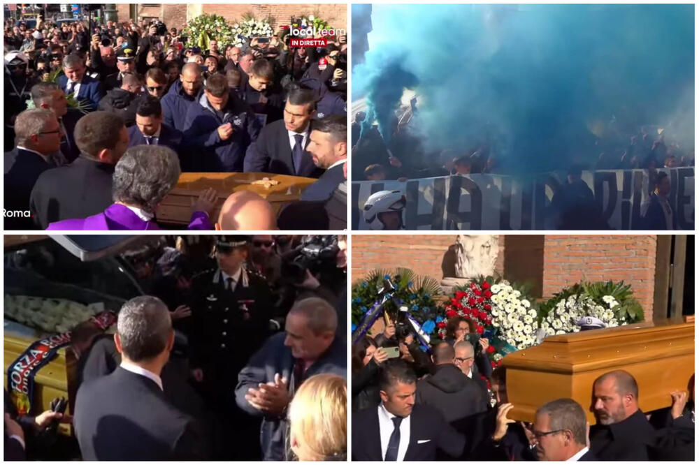 DEKI, MANĆINI I ARNAUTOVIĆ NOSILI MIHIN KOVČEG! Siniša ispraćen uz aplauze i dimnu zavesu navijača Lacija (VIDEO)