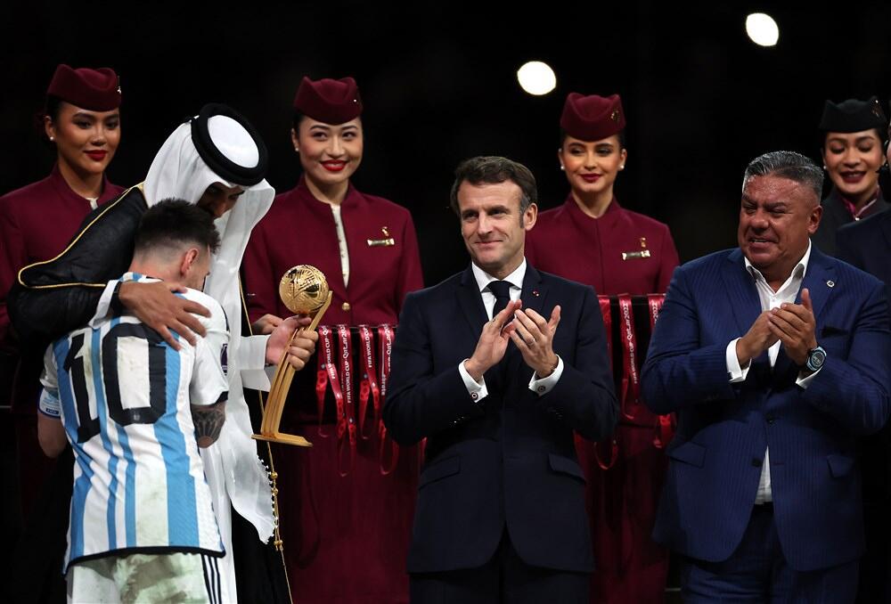 Lionel Mesi, Tamim bin Hamad al Tani, Emanuel Makron, Klaudio Tapija