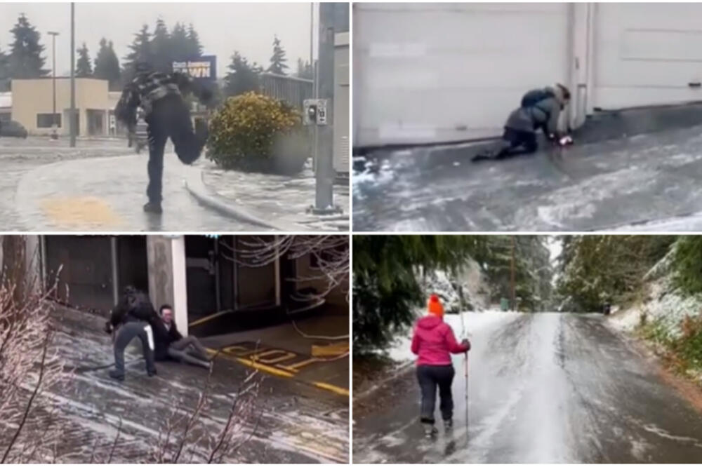 NEVEROVATNI SNIMCI IZ ZALEĐENOG SIJETLA: Automobili van KONTROLE, ljudi PADAJU PO ULICAMA, OPŠTI HAOS (VIDEO)