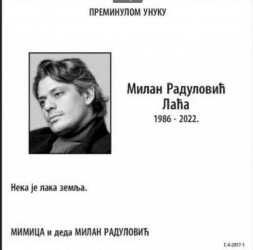 Poslednji pozdrav preminulom Laći, njegov deka