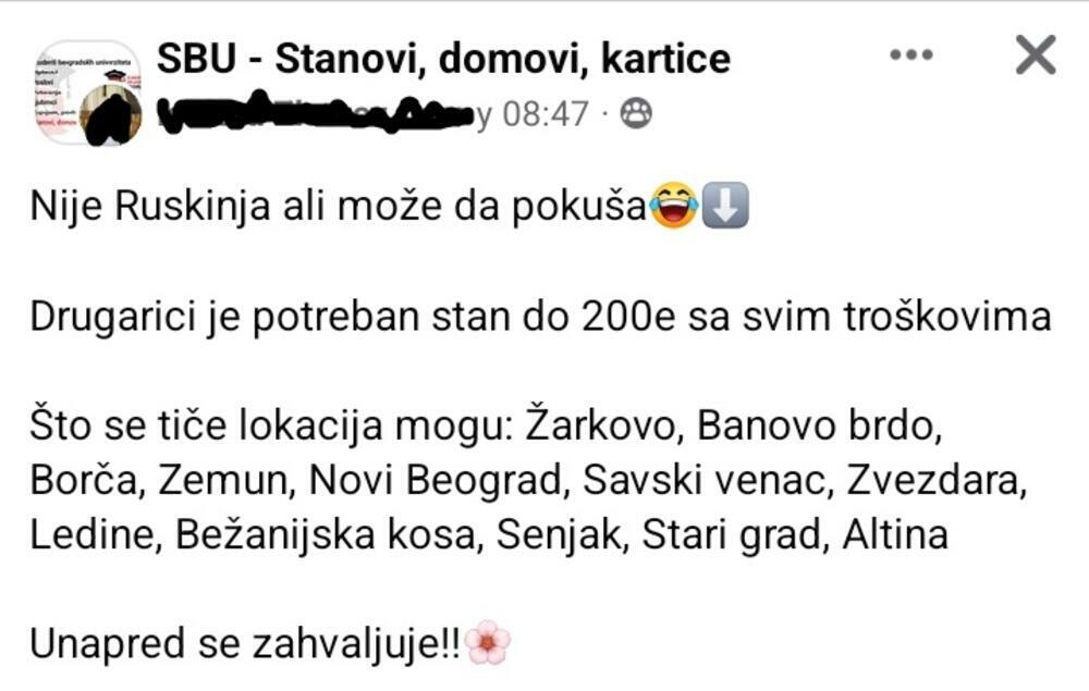 Devojka traži stan