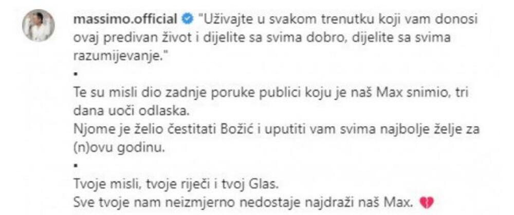 Reči poslednje pesme koju je Massimo snimio tri dana pre smrti