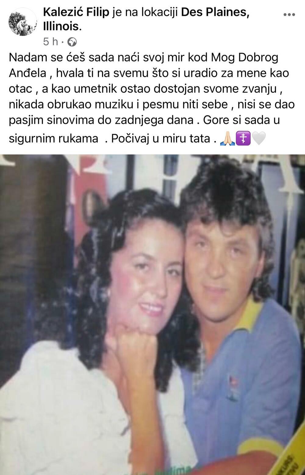 Sin Zorana Kalezića se oprostio od oca emotivnom porukom