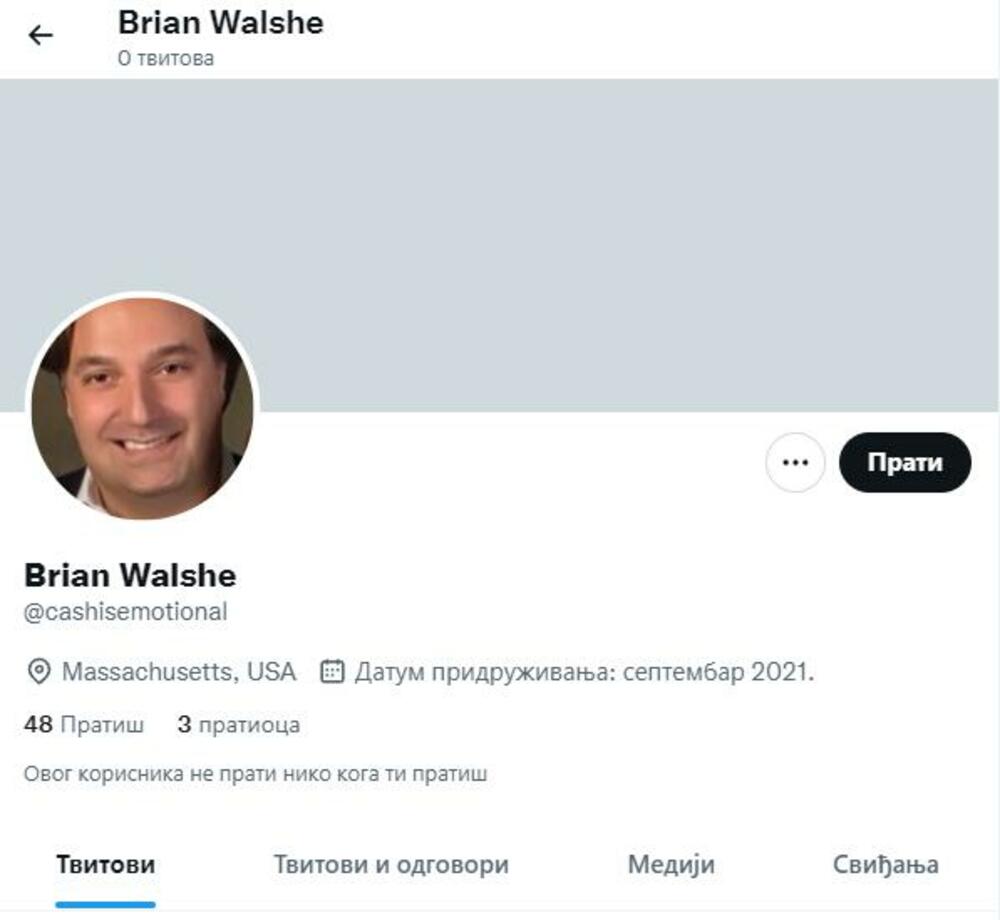 Profil Brajana Volša na Tviteru