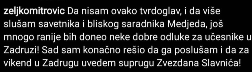 Objava Željka Mitrovića