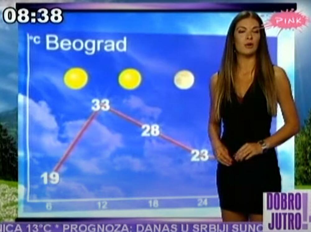Sanja Kužet kao voditeljka vremenske prognoze na RTV Pink