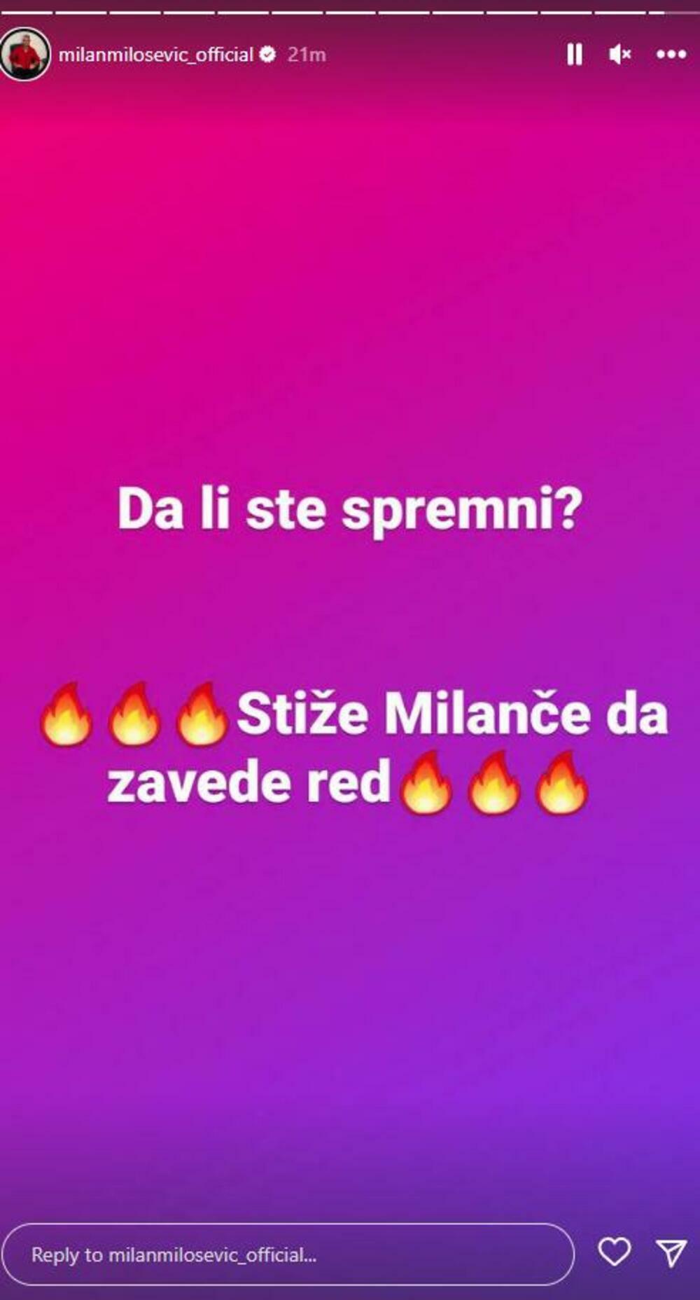 Objava Milana Miloševića
