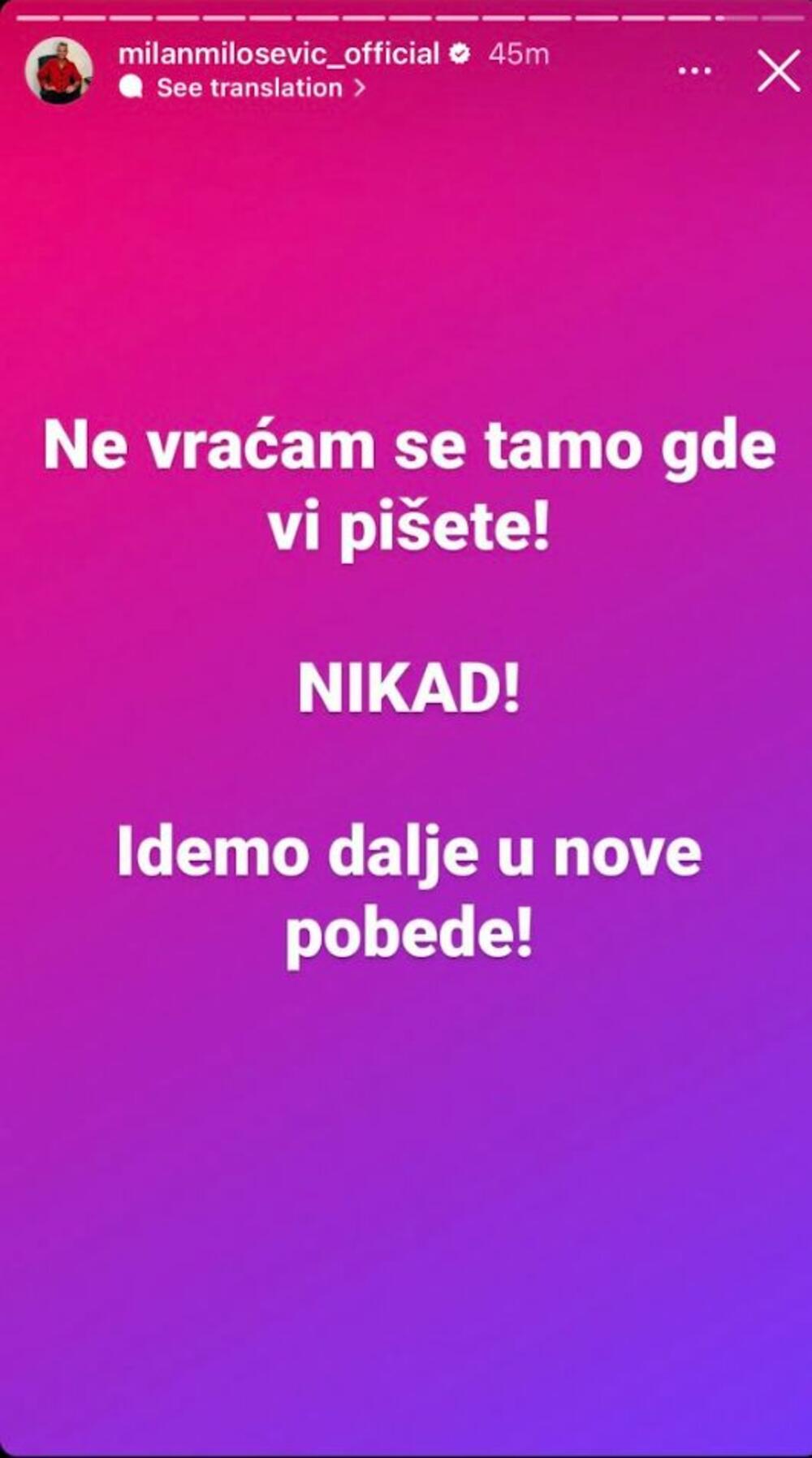 Milan je juče na svom Instagram profilu najavio povratak na male ekrane