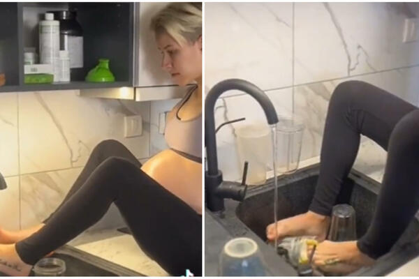 ZBOG SNIMKA "DEVOJKE SA KRILIMA" KOJA NOGAMA PERE SUDOVE, PODELJEN INTERNET! Jedni se dive, dok je nekima "FUJ"