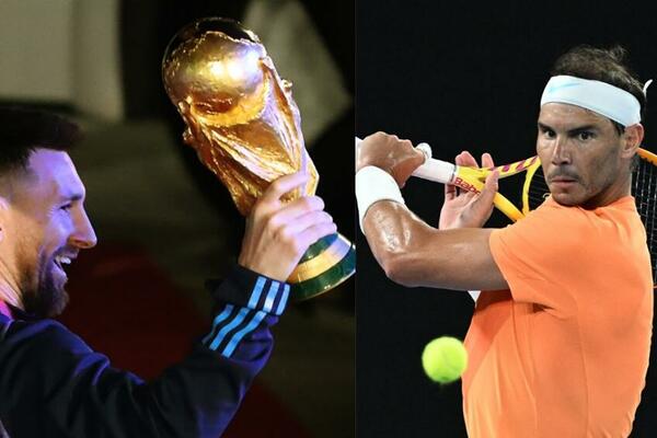 NOVAK GLEDA I SMEŠKA SE... Ovako se Mesi i Nadal časte komplimentima i dogovaraju ko je NAJBOLJI! (FOTO)