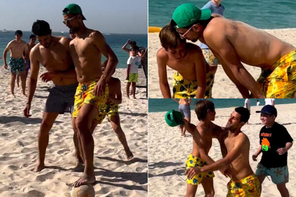 "NOLE, TI UKRAŠAVAŠ OVAJ SVET!" Đoković pikao fudbal na pesku sa PRESREĆNIM malim šampionom (VIDEO)