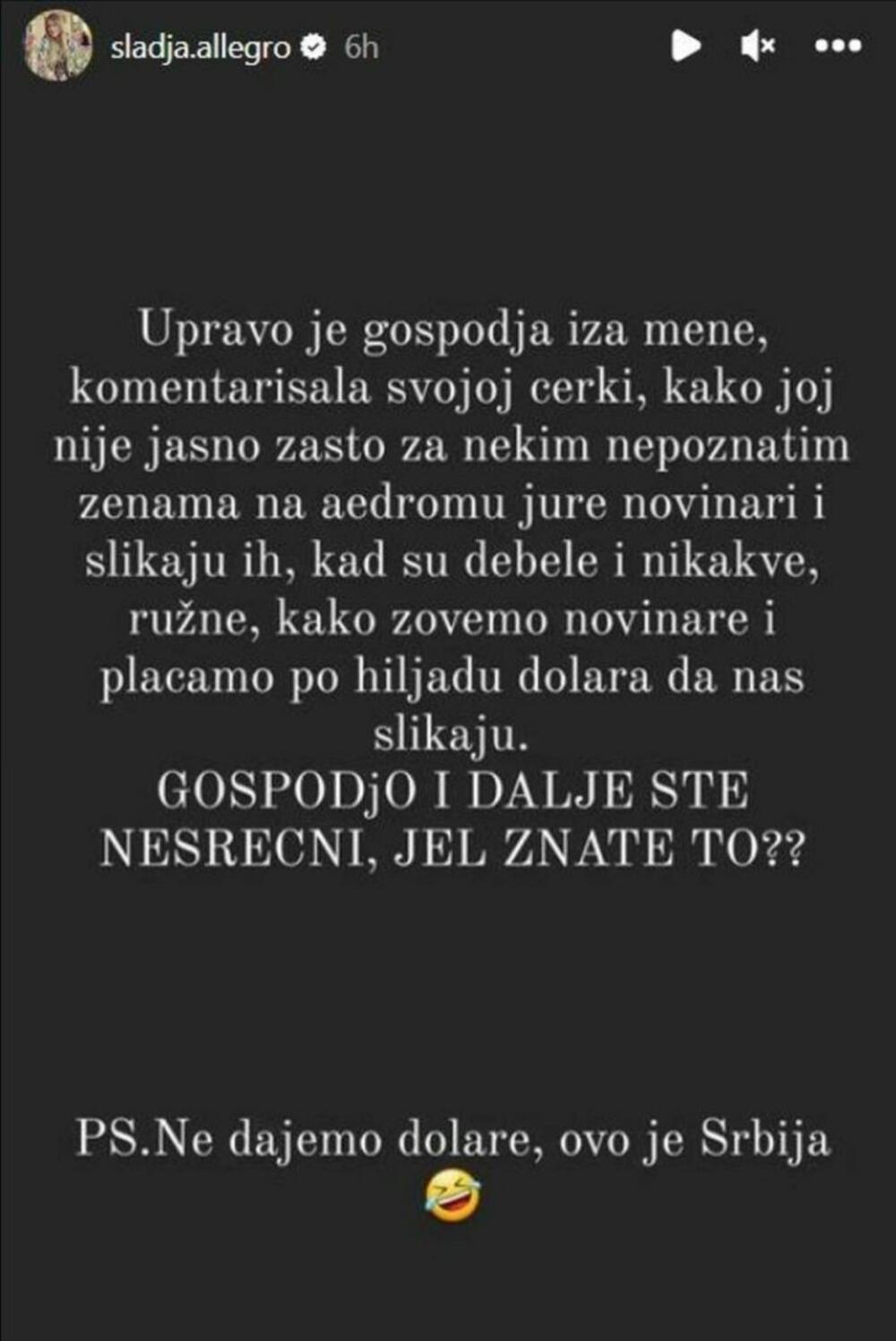 Objava Slađe Alegro nakon što je napala žena