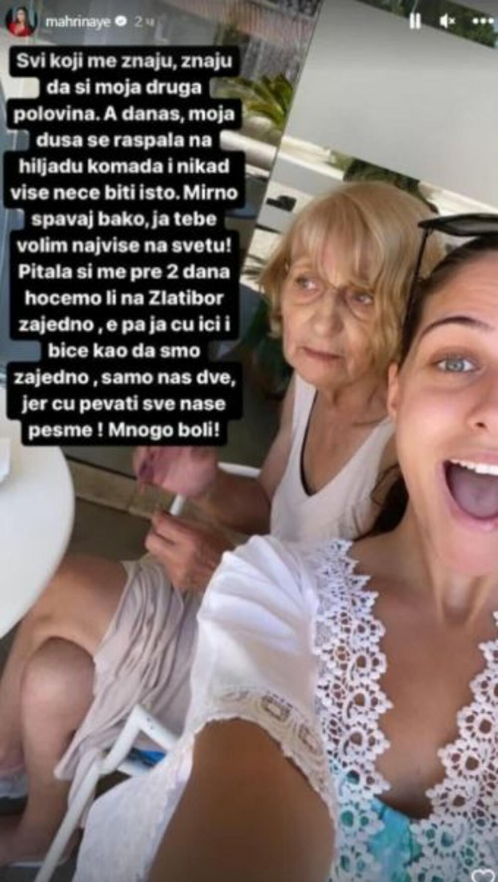 Mahrima se emotivnom porukom oprostila od bake