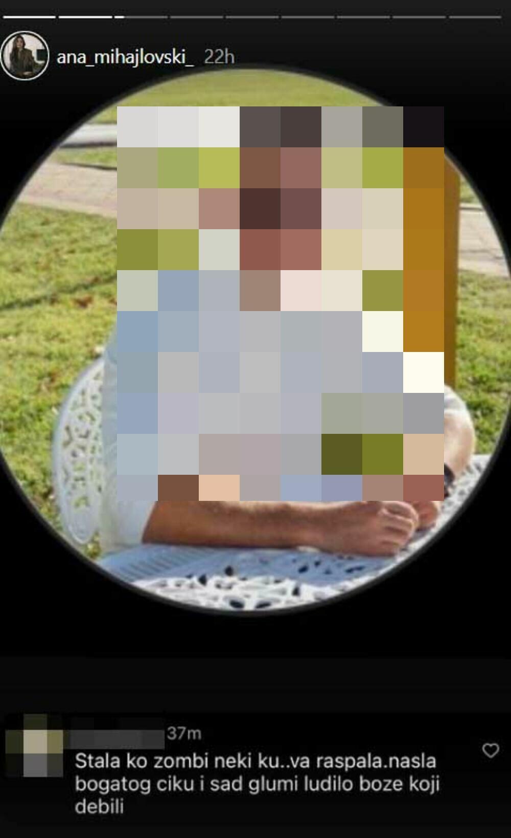 Ana Mihajlovski je na svom Instagramu objavila fotografiju čoveka koji ju je uznemiravao