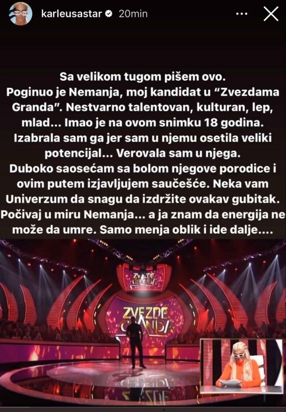 Jelena Karleuša o preminulom kandidatu