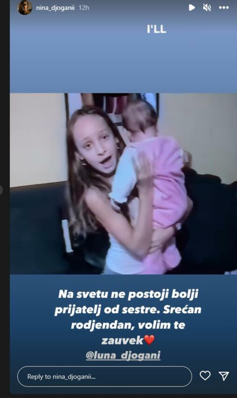Emotivna čestitka koju je Nina Đogani uputila svojoj sestri