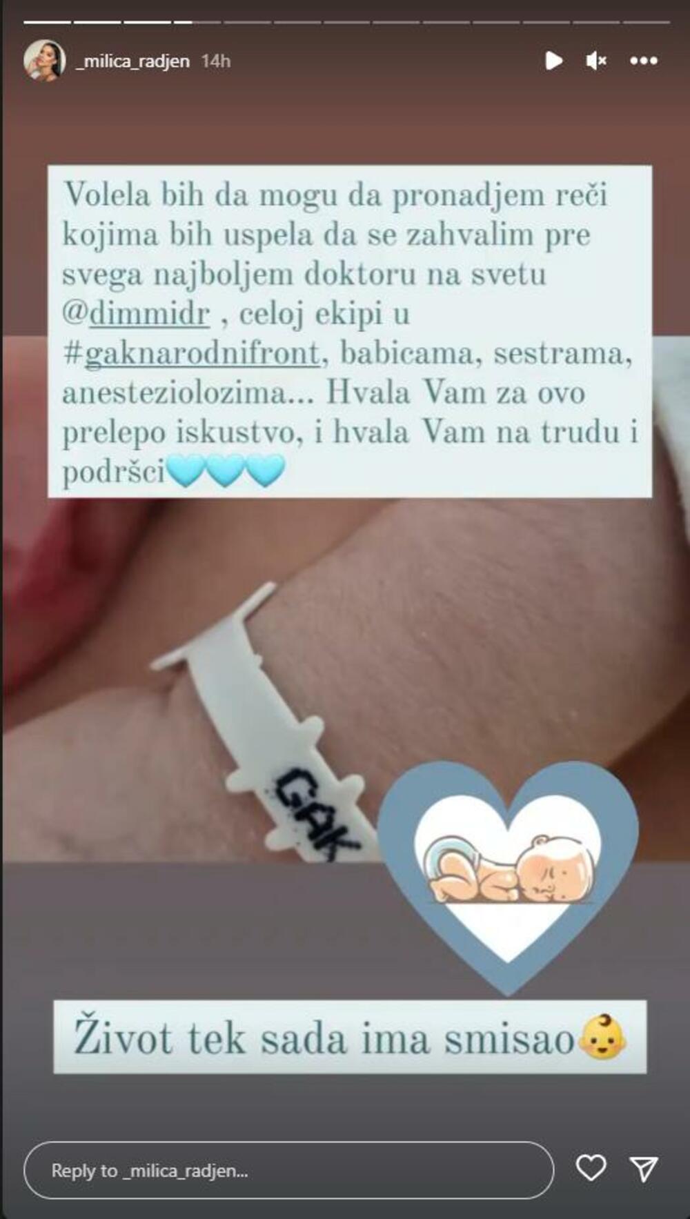 Milica se svima zahvalila