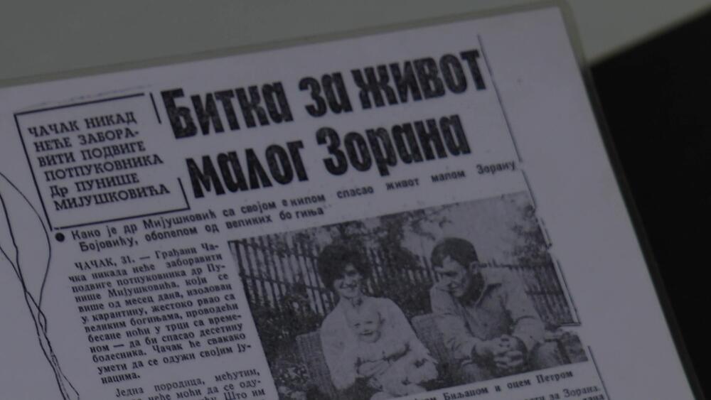 Članak u novinama o podvigu doktora Mijuškovića