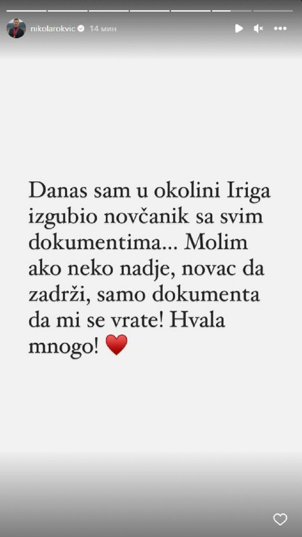 Nikola Roković moli za pomoć