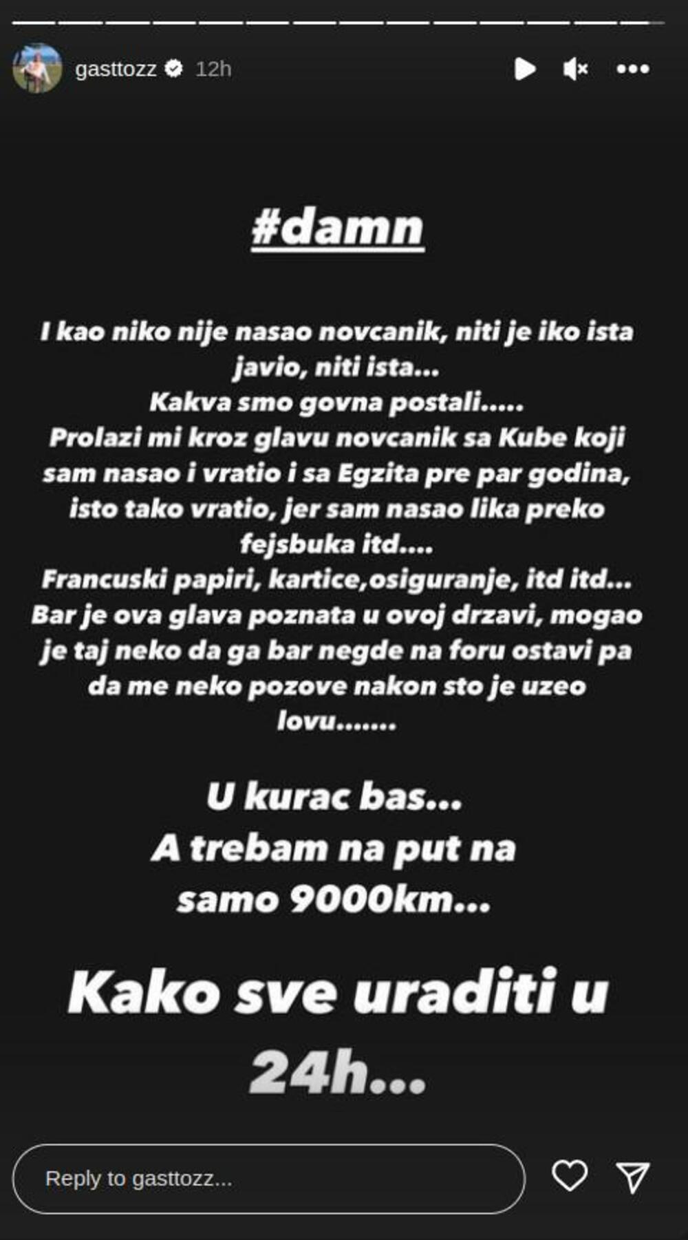 Objava Nenada Marinkovića Gastoza