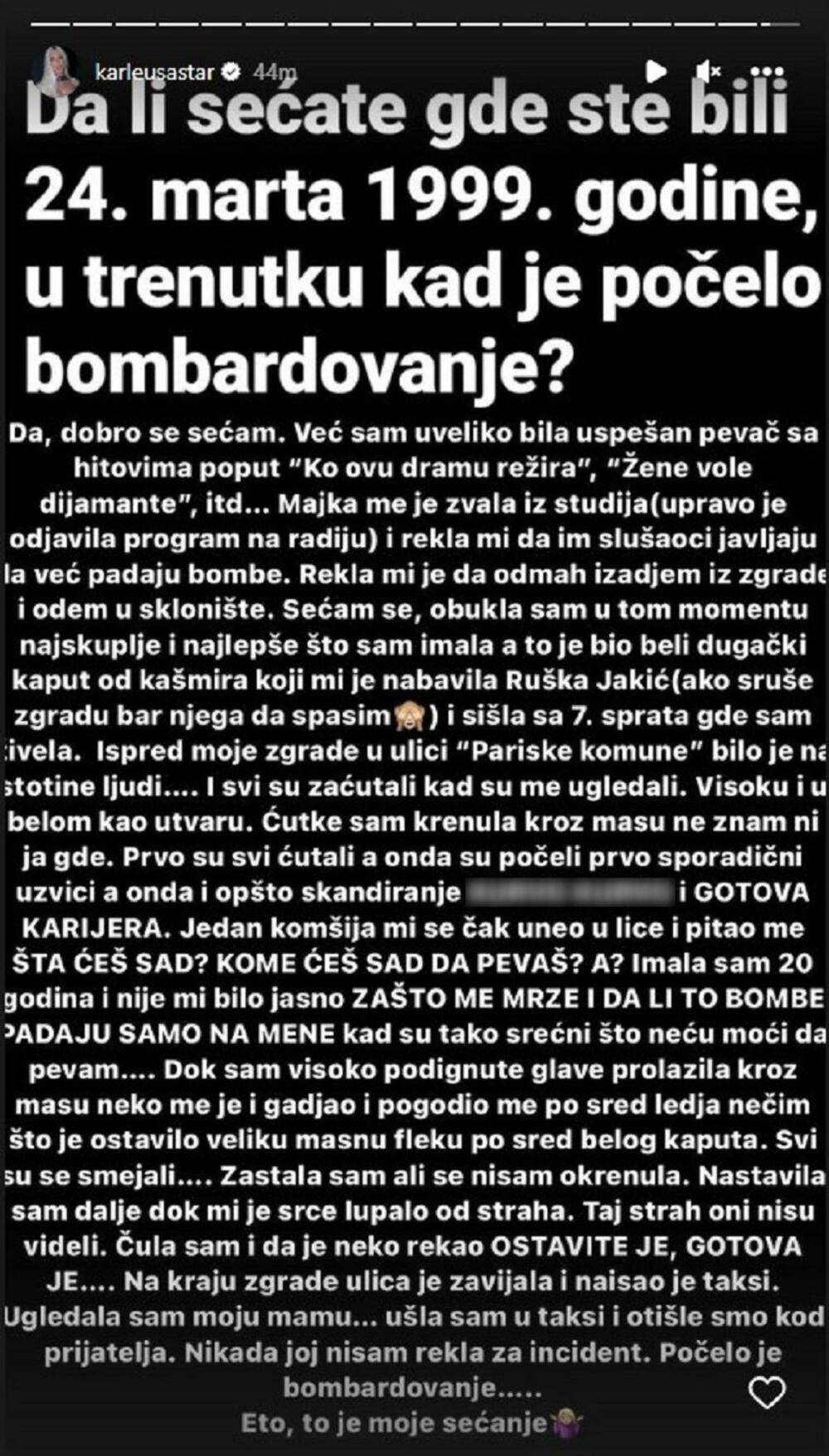 Objava Jelene Karleuše