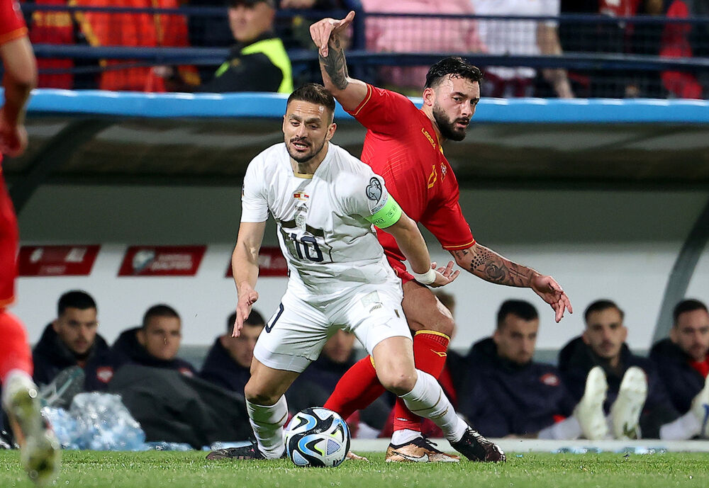 Dušan Tadić na utakmici Crne Gore i Srbije