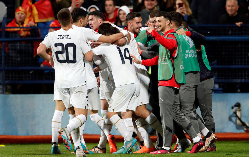 Slavlje fudbalera Srbije u Podgorici