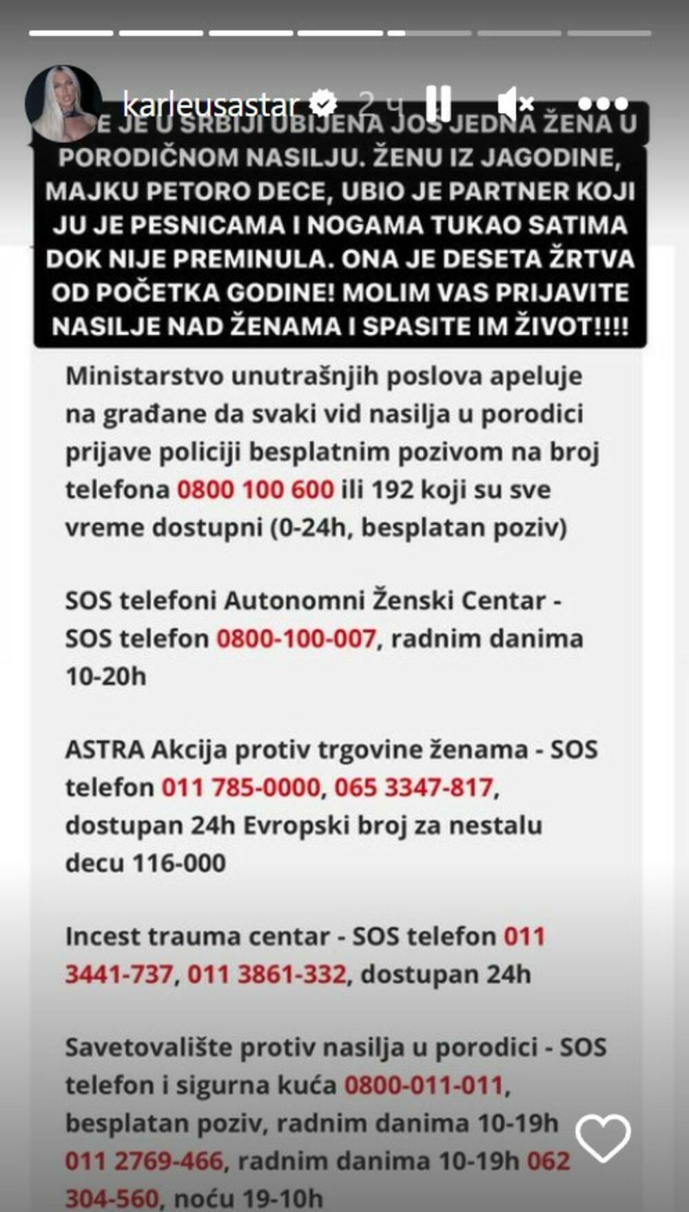 Jelena Karleuša se oglasila povodom nasilja nad ženama