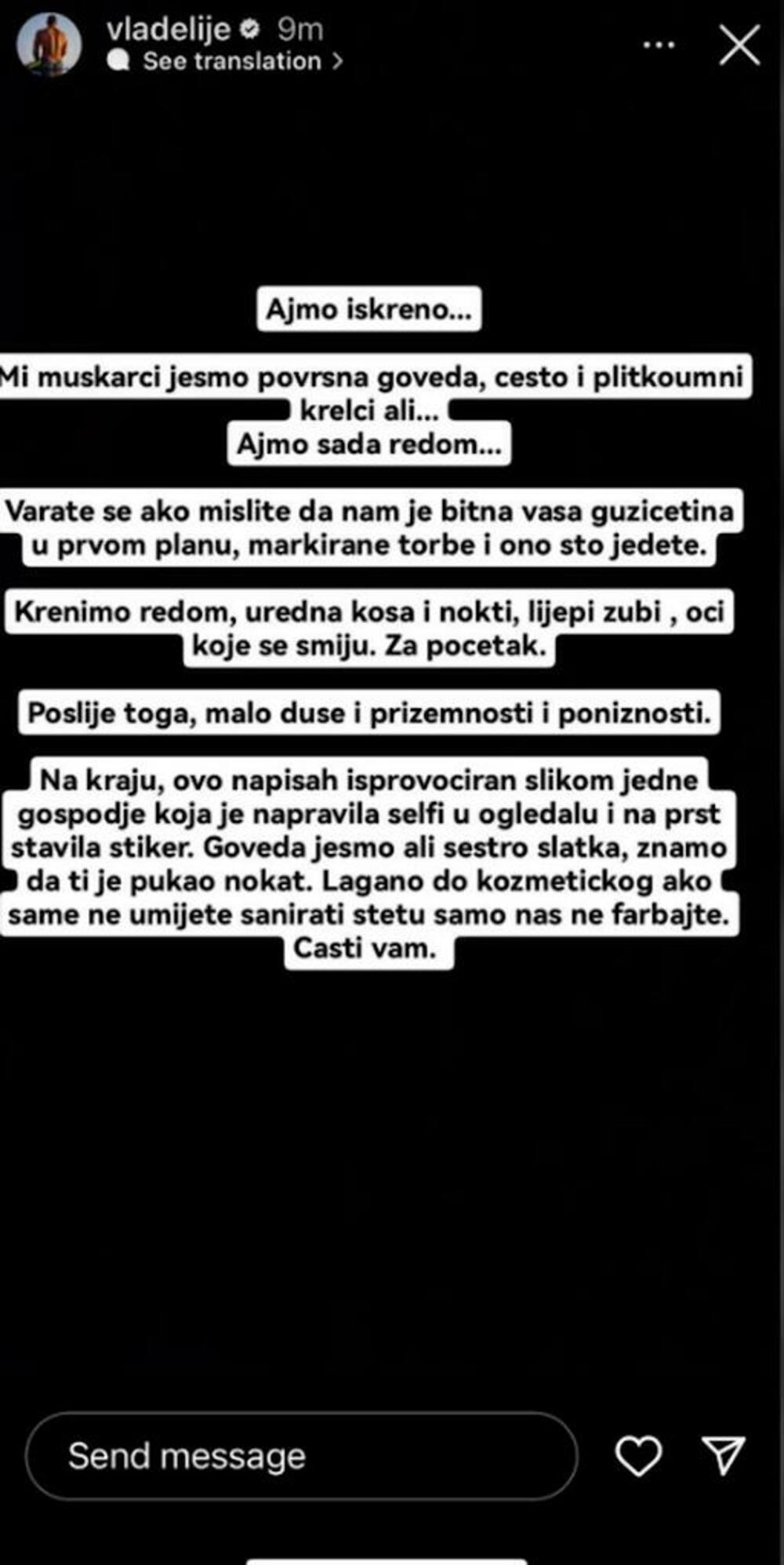 Vladimir Tomović o današnjim devojkama