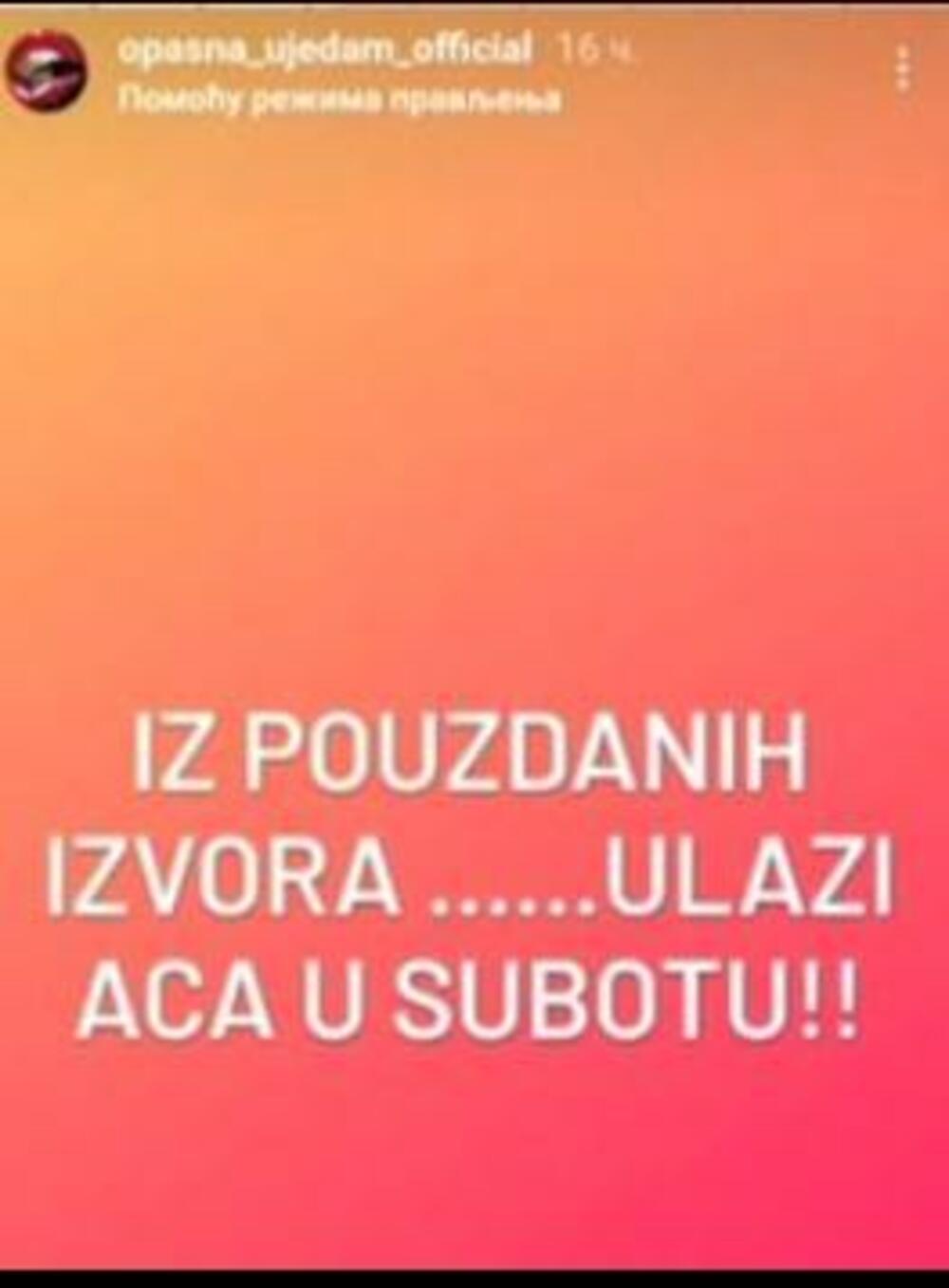 Objava sa Instagrama fan stranice