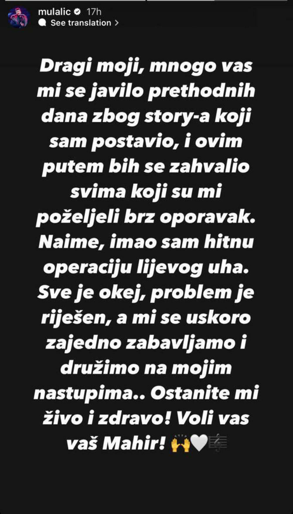 Objava Mahira Mulalić