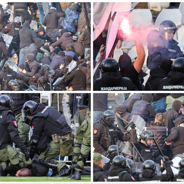 TUČA GROBARA I POLICIJE! Navijači nisu hteli da se povuku, usledio sukob (VIDEO)