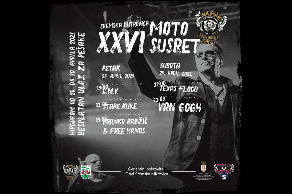 MOTO SUSRET U SREMSKOJ MITROVICI 26. PUT: Tri dana druženja, dve večeri koncerta - nastupaju TEXAS FLOOD I VAN GOGH