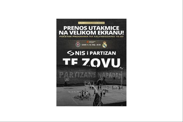 NIS i KK Partizan pozivaju crno-bele na direktan prenos utakmice Partizan – Real Madrid