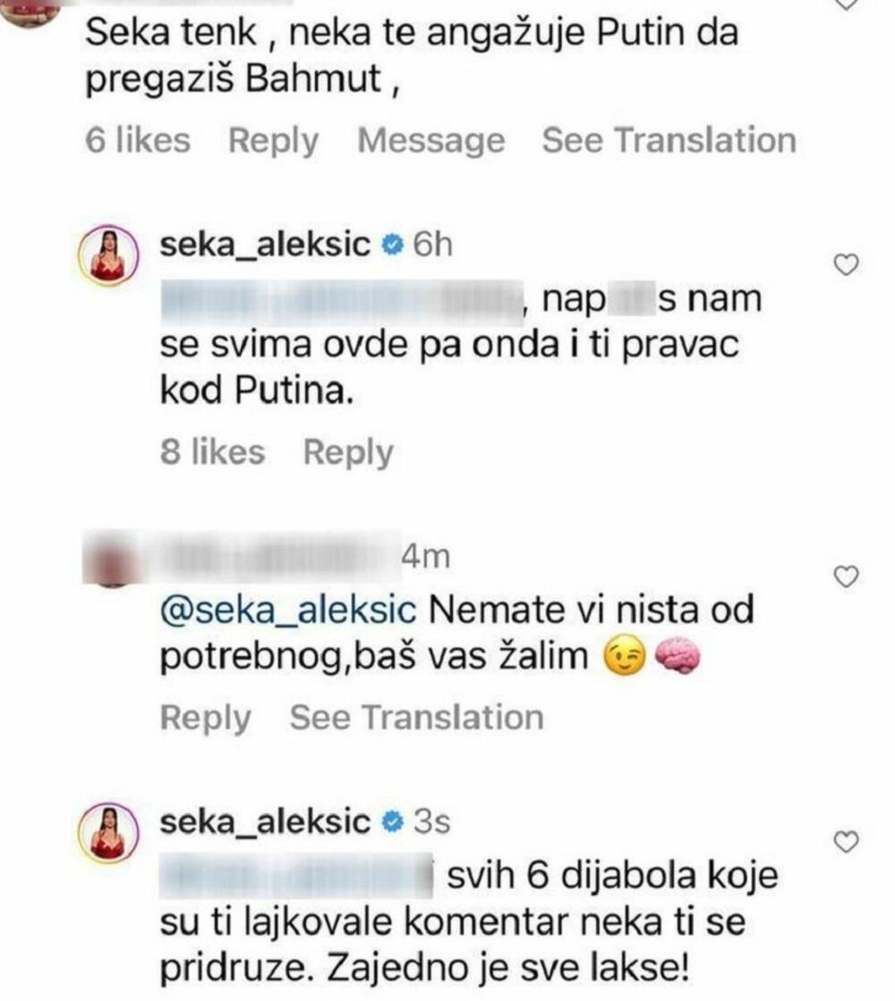 Seku Aleksić vređali na mrežama, pa im odgovorila