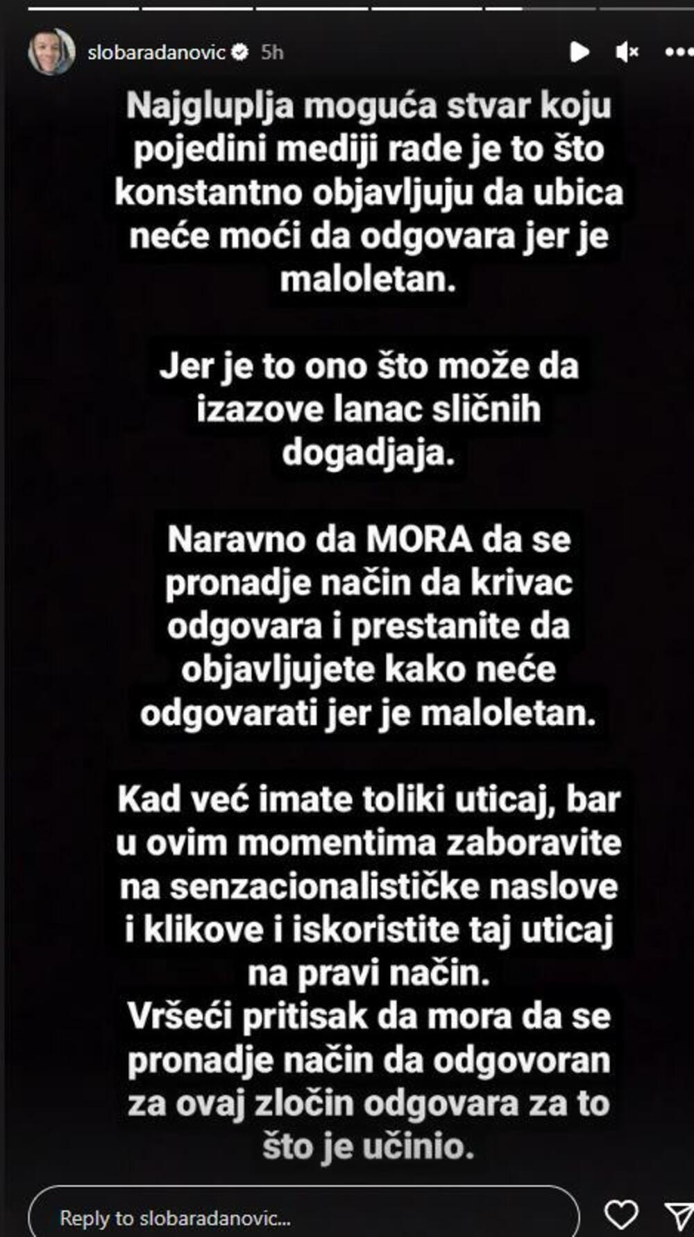 Objava Slobe Radanovića