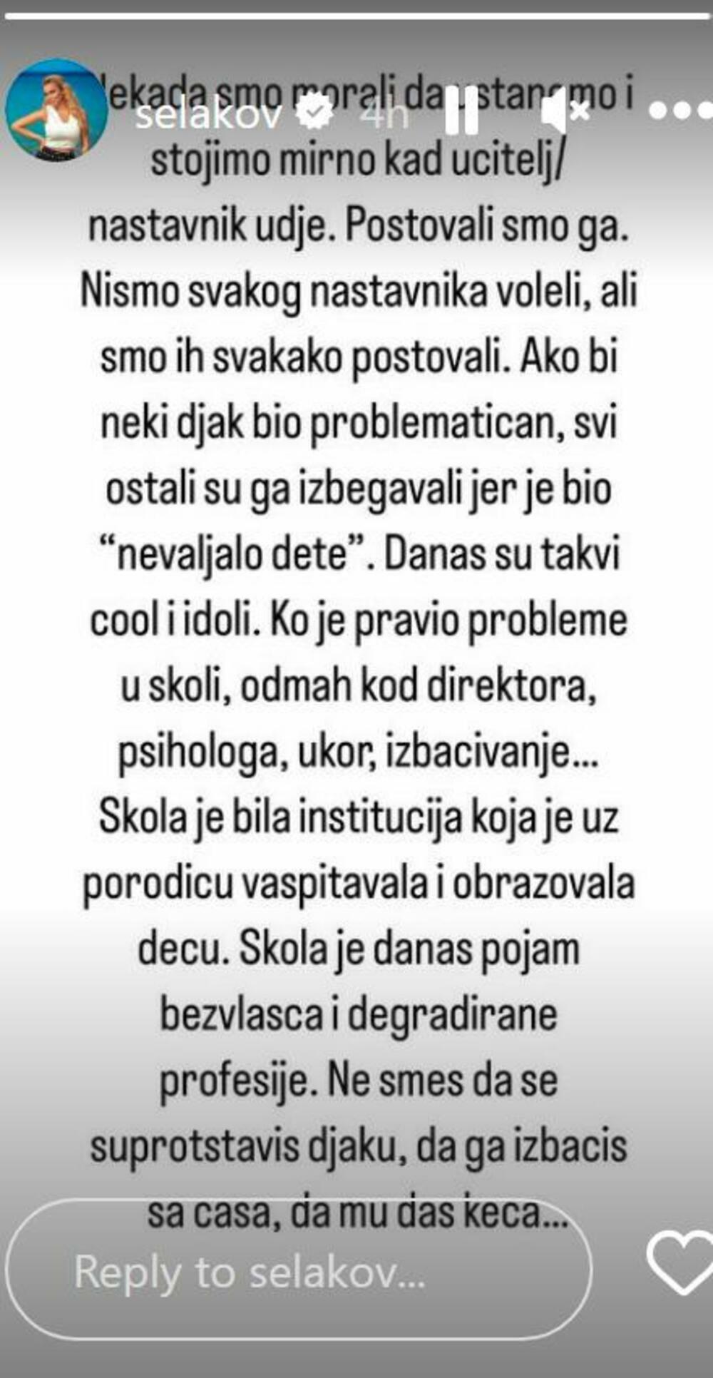 Objava Ivane Selakov