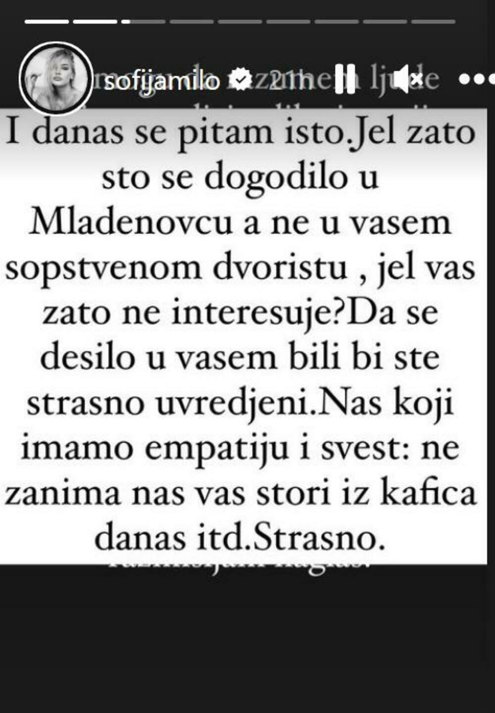 Sofija je ljuta na sve ljude koji su ovih dana bezbrižno uživali u kafićima 