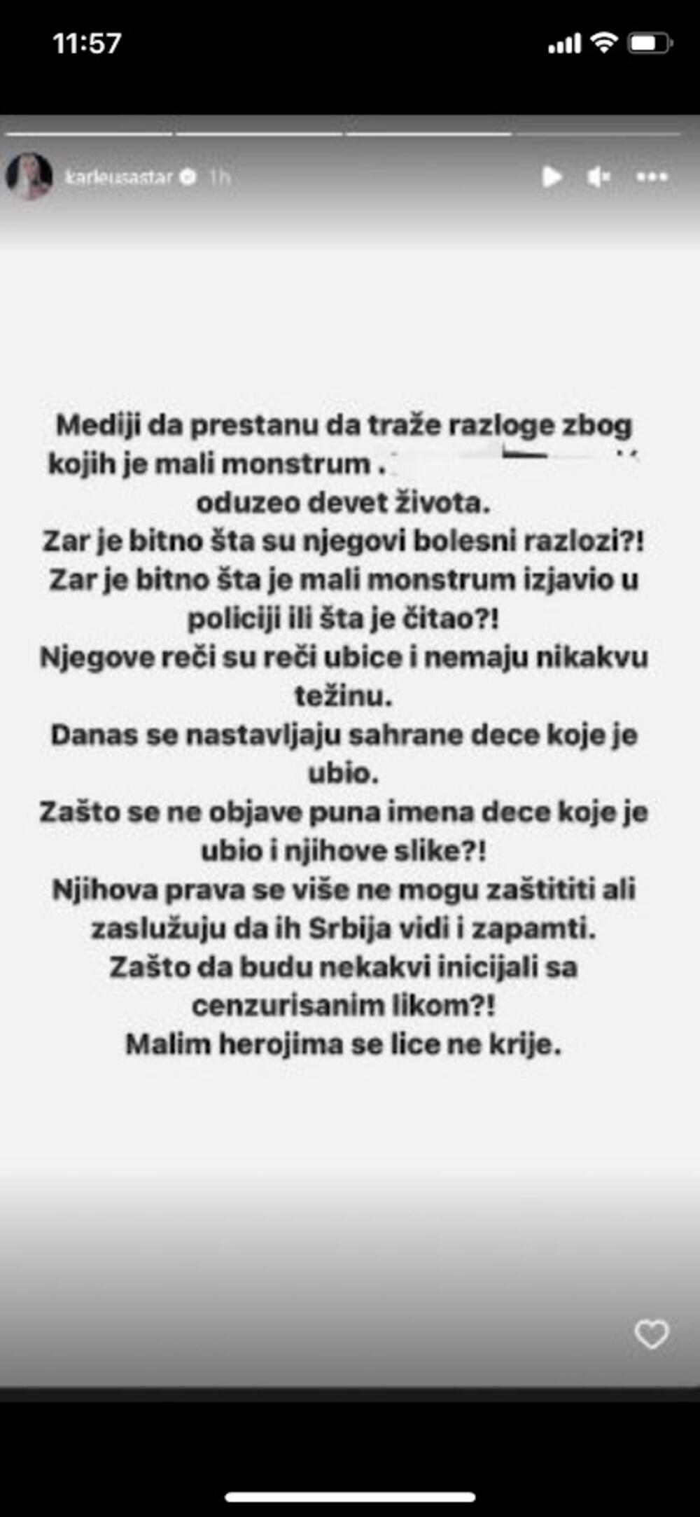 Karleuša je govorila o žrtvama 