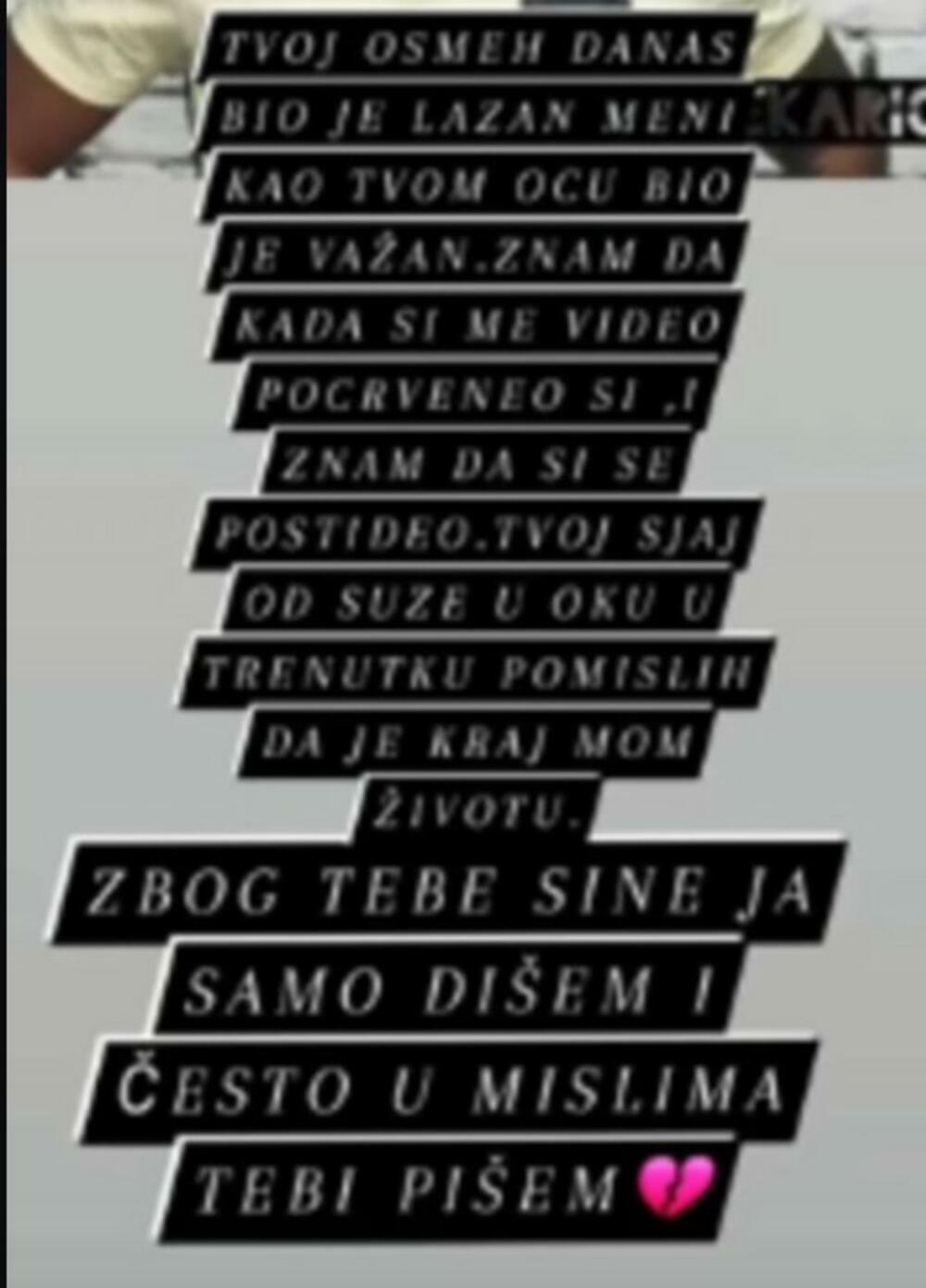 Oglasio se Karićev otac