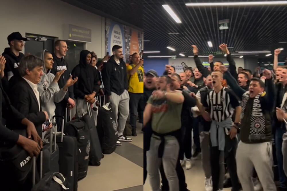 KOŠARKAŠE PARTIZANA SAČEKALI PESMA I ŠUTKA NA AERODROMU: "Grobari" rasplakali Lesora! (VIDEO)