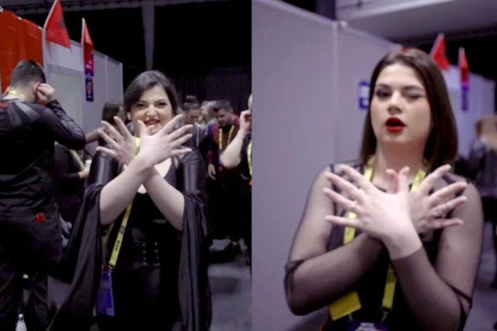 Neposredno pred izlazak na scenu, u bekstejdžu dok su razgovarali sa medijima, Albina i njena sestra su iskoristile prilku da pokažu „orla“ - simbol velike Albanije. 