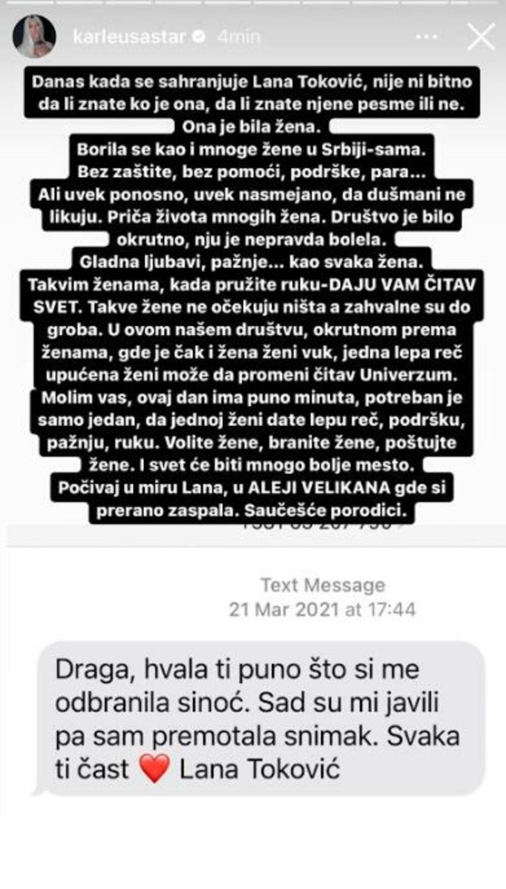 Jelena Karleuša se oprostila od Lane Toković