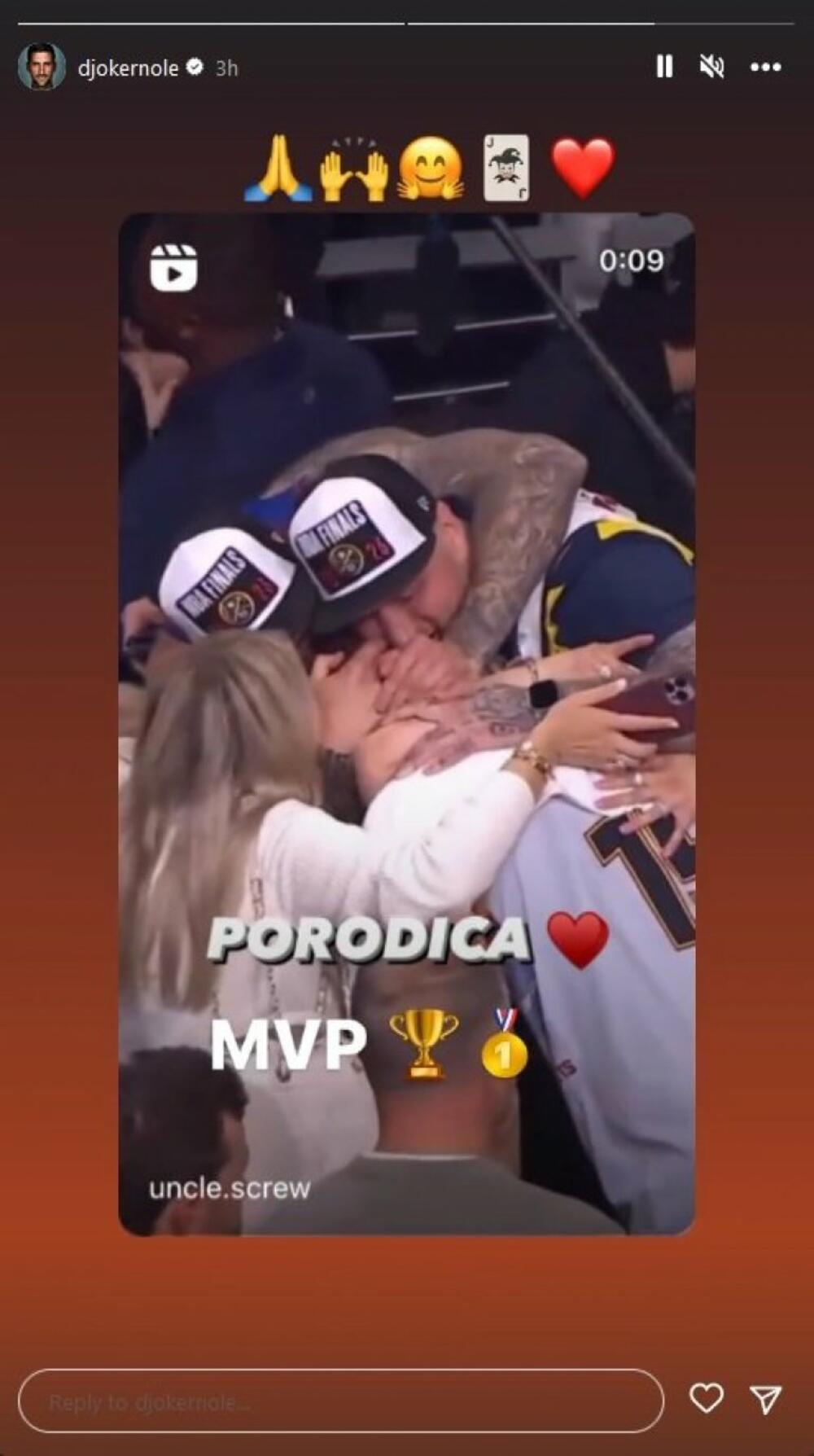 Instagram stori Novaka Đokovića o Nikoli Jokiću