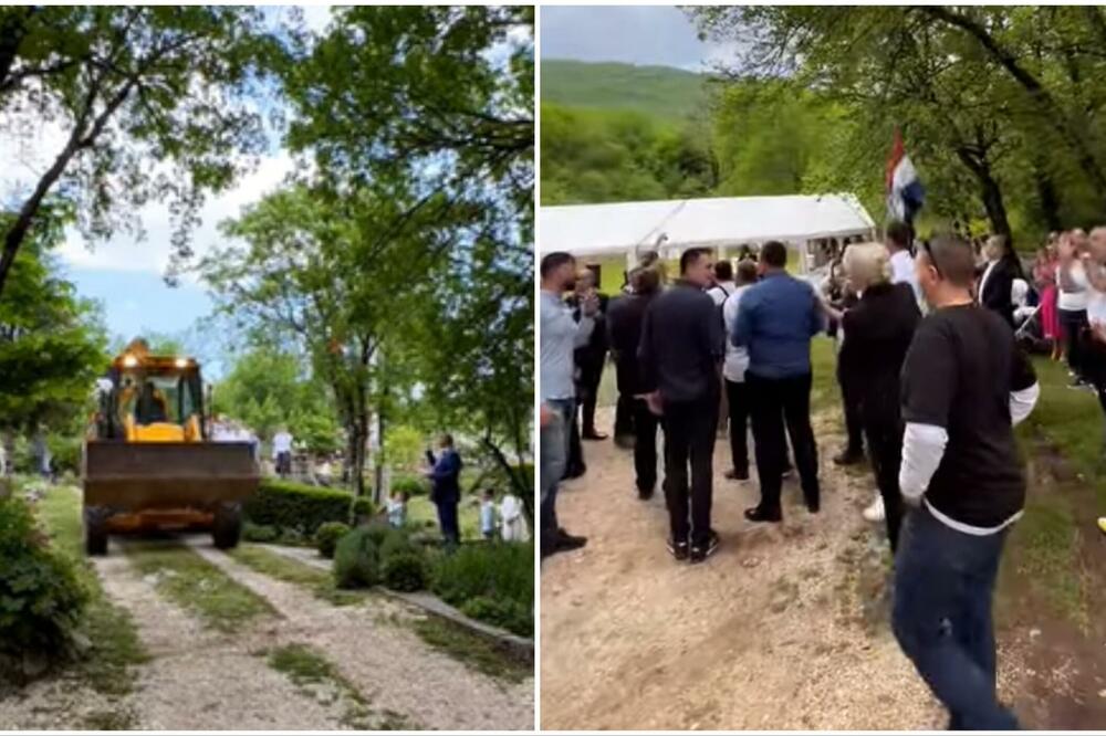 OVO SAMO NA BALKANU IMA: Mladoženja preko brda i kroz šumu DOŠAO PO MLADU BAGEROM, svatovi PODIVLJALI (VIDEO)