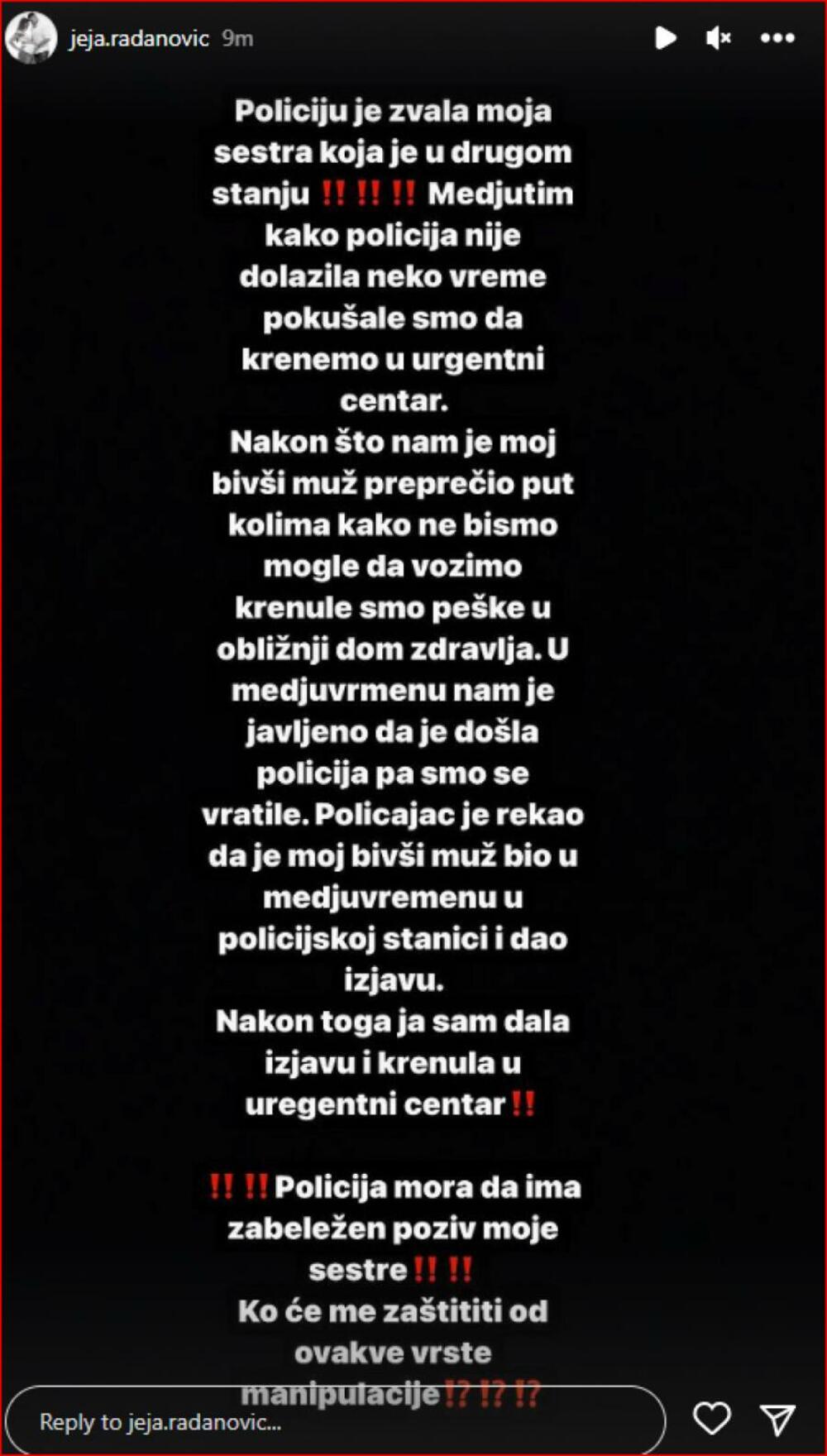 Objava Jelene Radanović