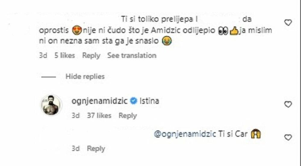 Sada je odgovorio na komentar jednog Mininog pratioca i priznao da je zaljubljen u nju.